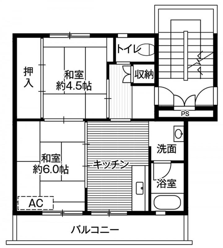 ビレッジハウス前沢1号棟(2DK/3階)の間取り写真