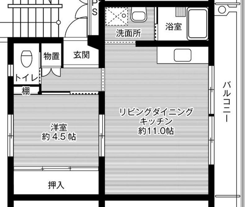 ビレッジハウス引佐 2号棟(1LDK/5階)の間取り写真