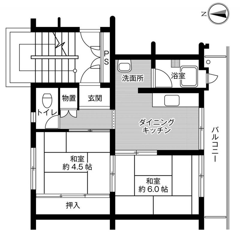ビレッジハウス近見 2号棟(2DK/1階)の間取り写真