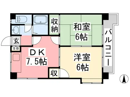 メゾン大塚(2DK/5階)の間取り写真