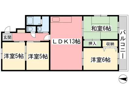 空港中央ビル(4LDK/2階)の間取り写真