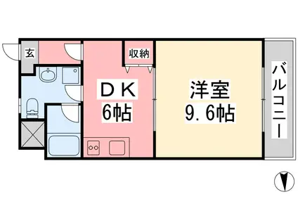 シェレナ朝生田(1DK/3階)の間取り写真