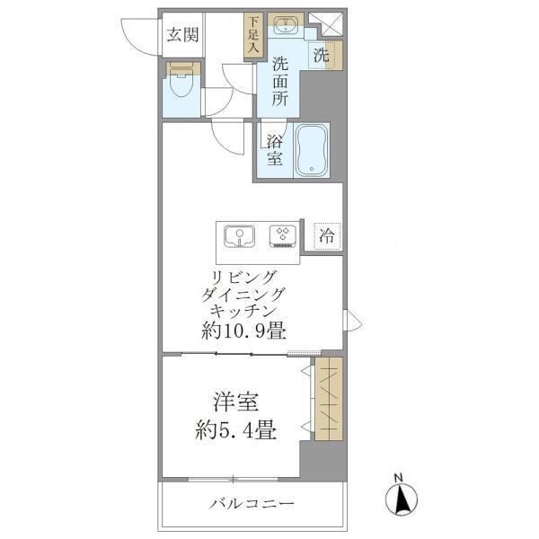 PREMIUM CUBE 上野(1LDK/10階)の間取り写真