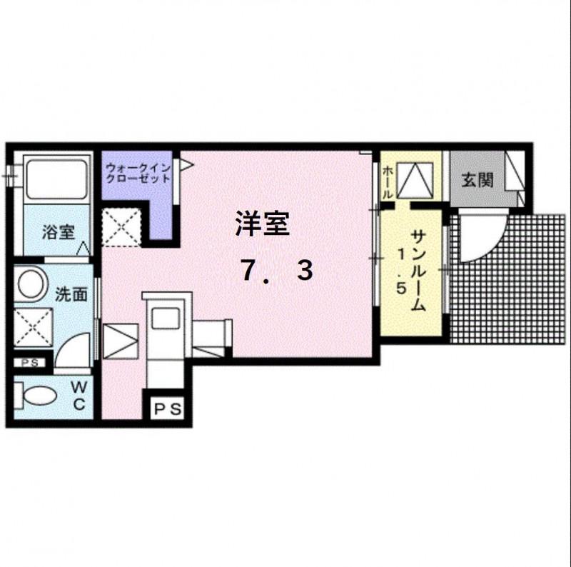 アレグレス代沢(ワンルーム/1階)の間取り写真