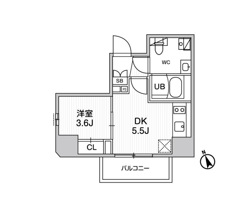 SYFORME江戸川橋(1DK/10階)の間取り写真