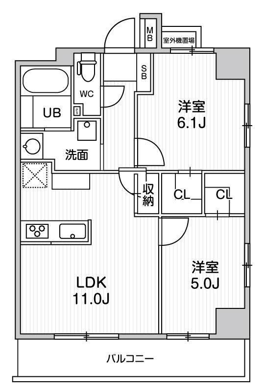 ALTERNA日暮里(2LDK/6階)の間取り写真