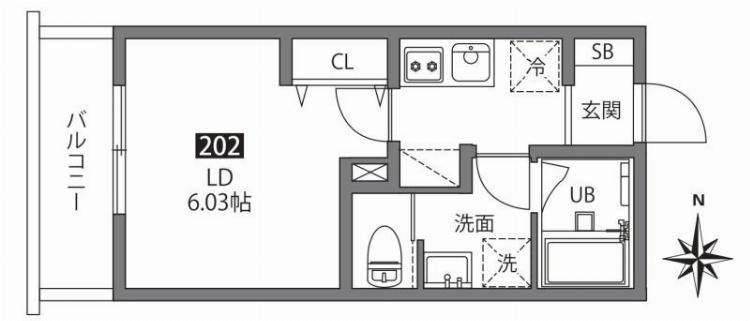 TWEED赤羽(1K/2階)の間取り写真