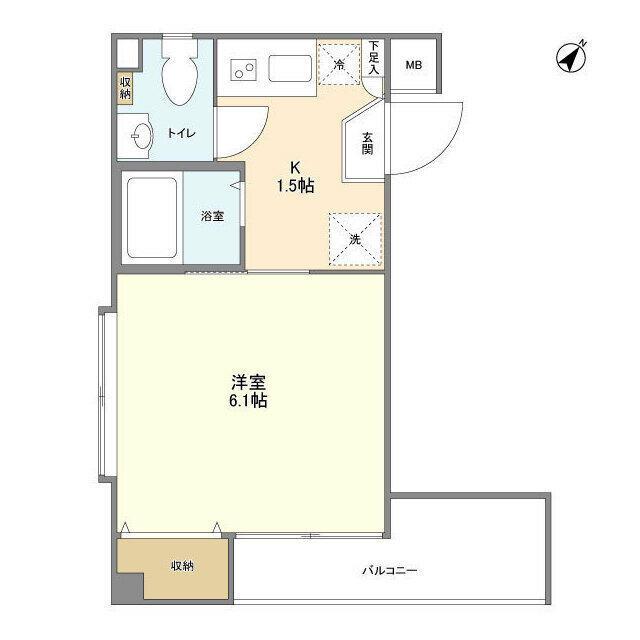 メゾンフラワー田園調布(1K/2階)の間取り写真