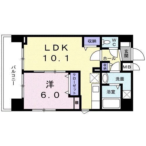 グランツ スエヒロ(1LDK/4階)の間取り写真