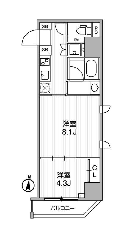 ラヴィエール錦糸公園(1LDK/5階)の間取り写真