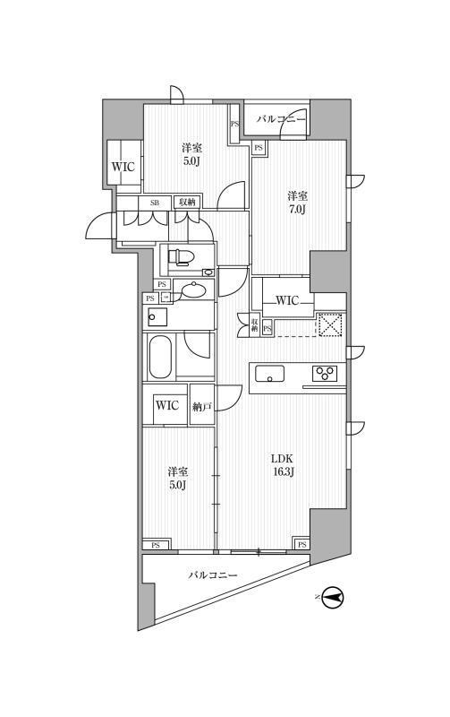 ディームス方南町(3LDK/2階)の間取り写真