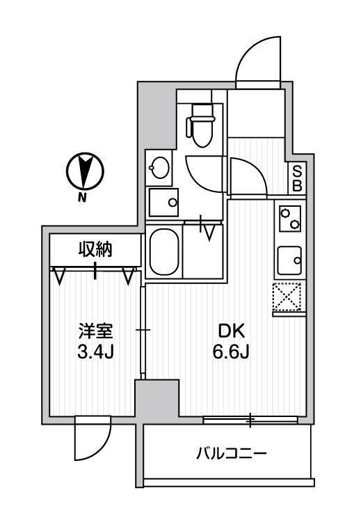 LUNIQ亀戸(1DK/7階)の間取り写真