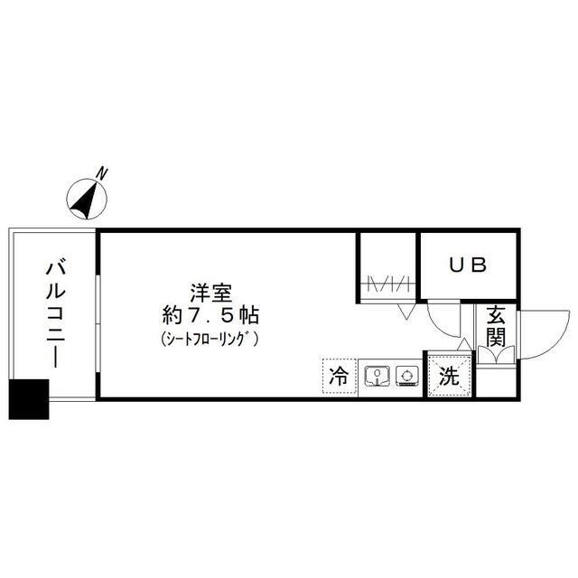 パーク・フラット(ワンルーム/3階)の間取り写真