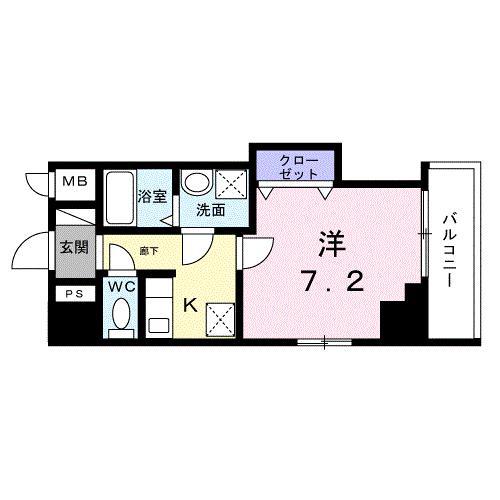 シエロ西竹の塚(1K/6階)の間取り写真