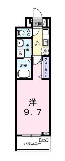 クレスト TS(1K/3階)の間取り写真
