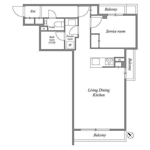ACP RESIDENCE 新江古田(1LDK/1階)の間取り写真