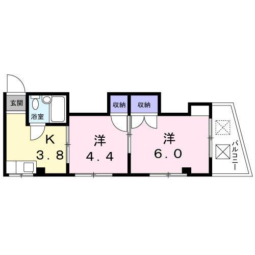 サンハイツ前野(2K/2階)の間取り写真