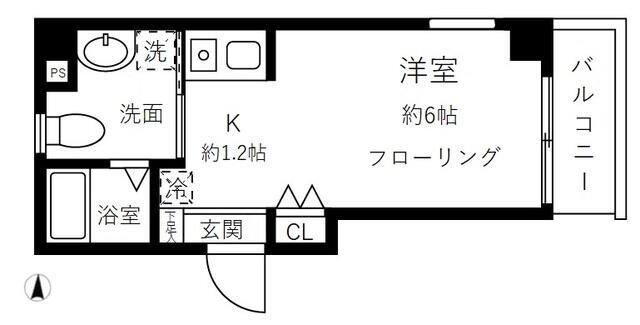 NOVEL COURT 四つ木(1K/3階)の間取り写真