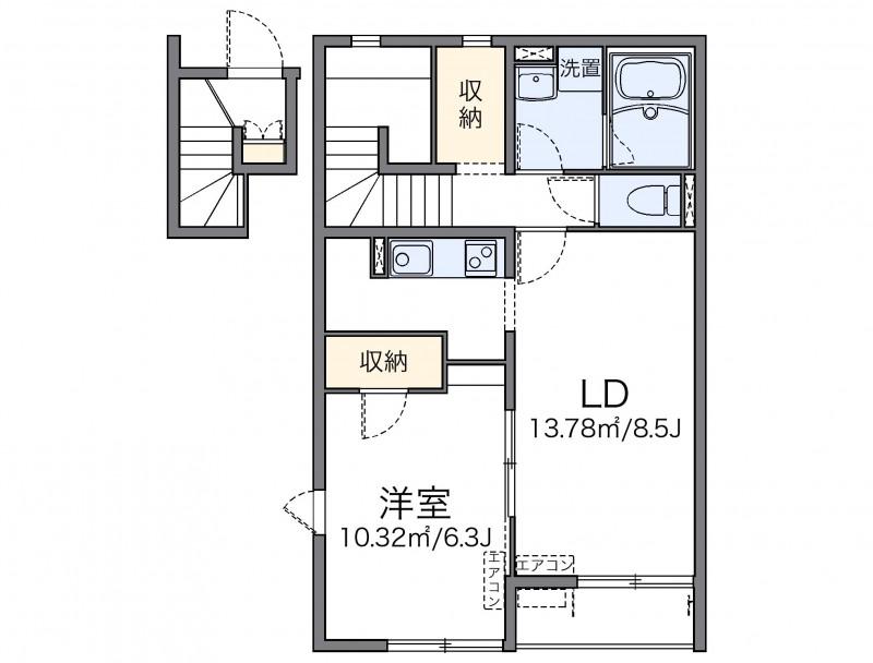 レオネクストグランツ藤24(1LDK/2階)の間取り写真