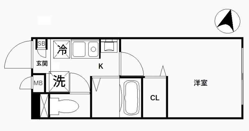 CREAL王子ノース(1K/4階)の間取り写真
