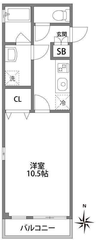 OCEANO(1K/3階)の間取り写真
