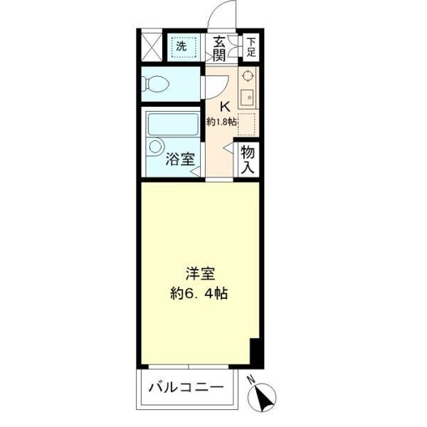 北辰ヒルズ早稲田(1K/3階)の間取り写真