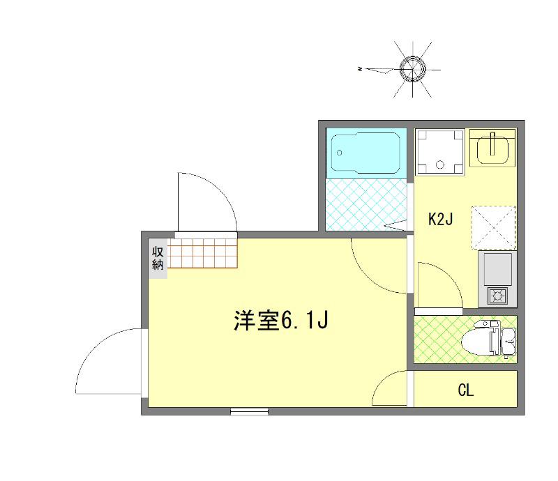 GLENODAI(1K/1階)の間取り写真