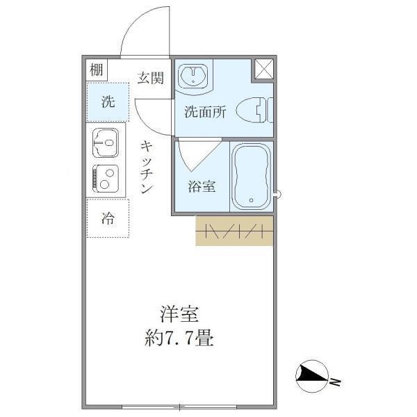 プラティーク世田谷(ワンルーム/2階)の間取り写真