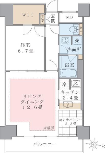 BRILLIA IST 東雲キャナルコート(1LDK/10階)の間取り写真
