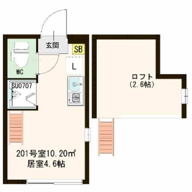 コンフォタリア高田馬場(ワンルーム/2階)の間取り写真