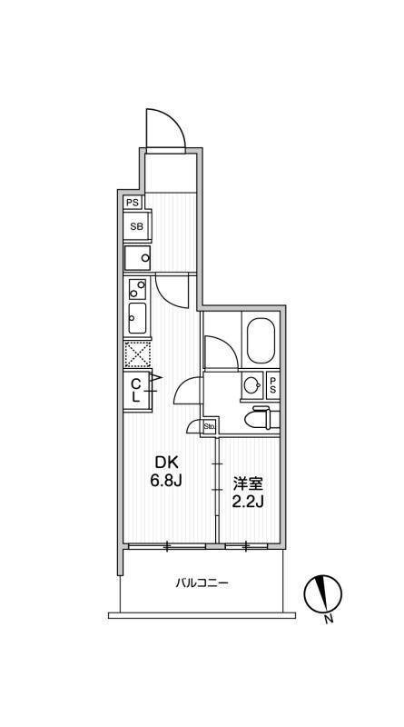 リテラス南千住サウス(1DK/3階)の間取り写真