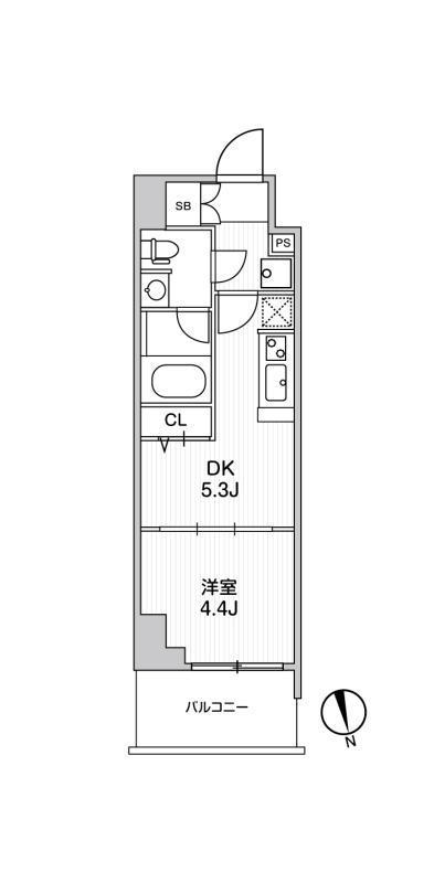 リテラス南千住サウス(1DK/3階)の間取り写真