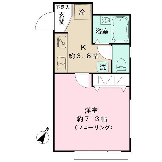 メイプル北沢(1K/2階)の間取り写真