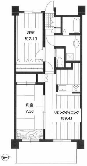 シティパル新中野(2LDK/9階)の間取り写真