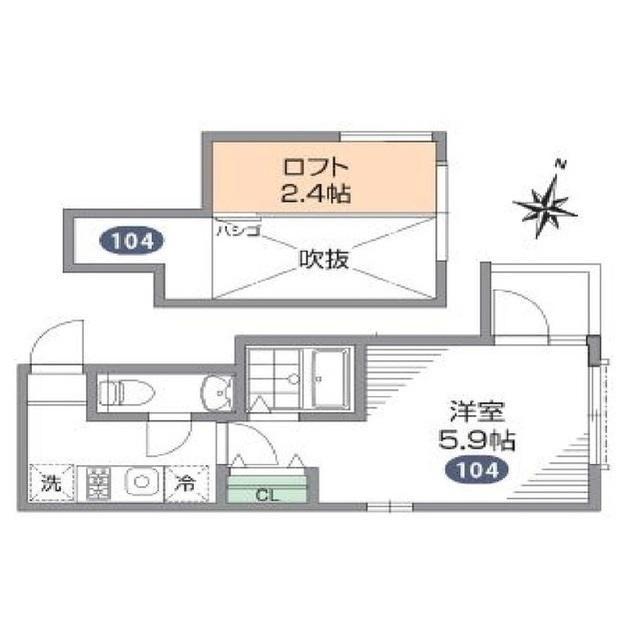 グランエッグス三軒茶屋N(1K/1階)の間取り写真