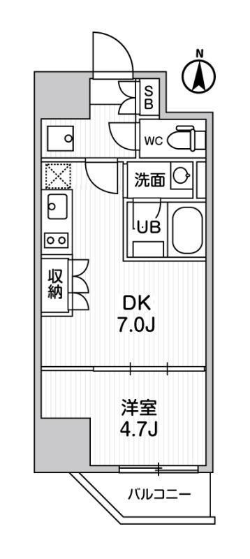ALTERNA亀戸Ⅲ(1DK/12階)の間取り写真