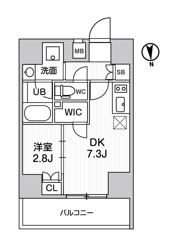 ALTERNA十条(1DK/9階)の間取り写真