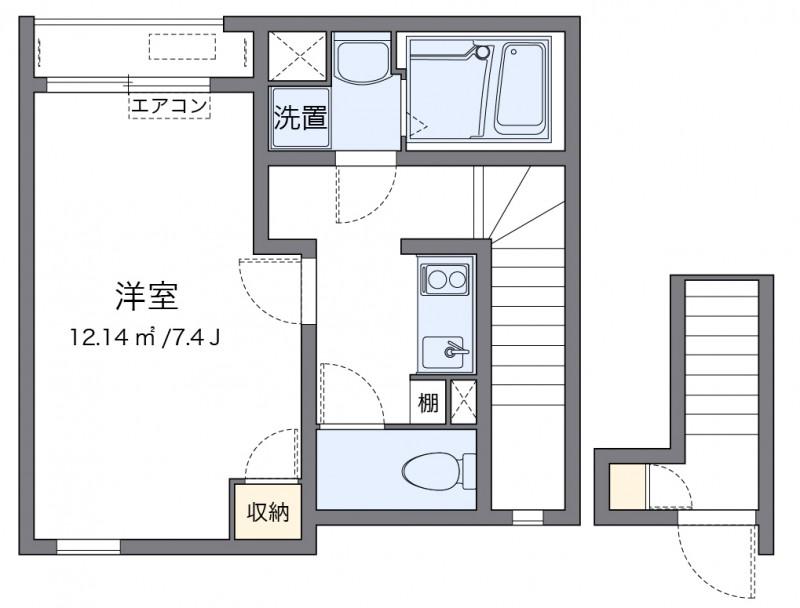 クレイノ雅(1K/2階)の間取り写真