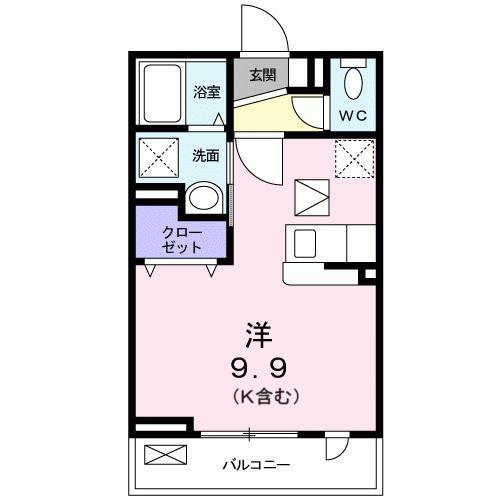 ハイツハルキチ 弐番館(ワンルーム/1階)の間取り写真