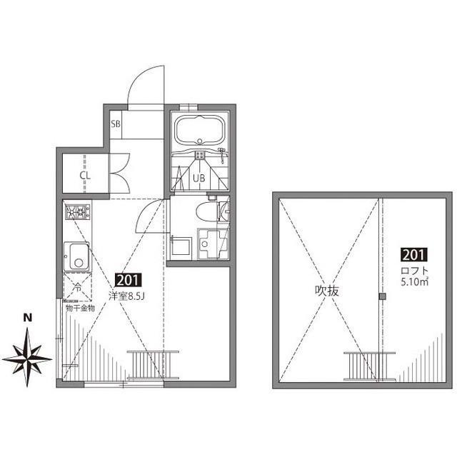 ブランコート祖師ヶ谷大蔵(ワンルーム/2階)の間取り写真