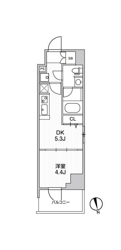 リテラス南千住サウス(1DK/5階)の間取り写真
