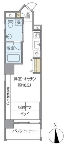 アールプライム大手町(ワンルーム/4階)の間取り写真