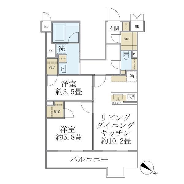 ビューテラス茗荷谷(2LDK/4階)の間取り写真