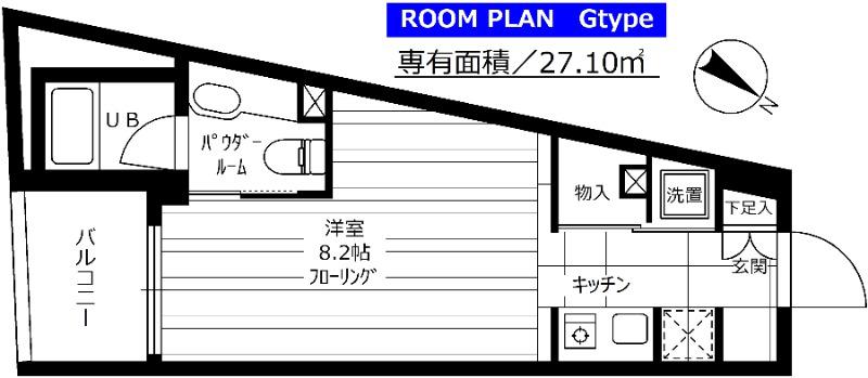 レックス多摩川レジデンス(ワンルーム/2階)の間取り写真