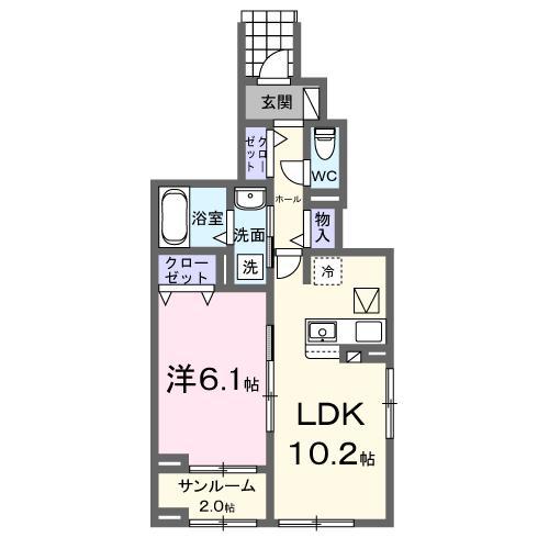 パラッツオ ビアンカ(1LDK/1階)の間取り写真