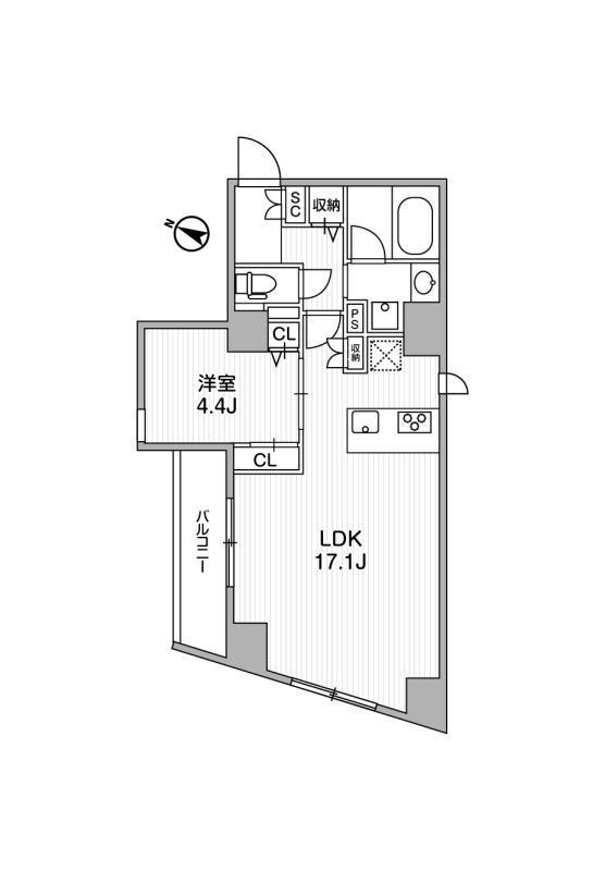 GRANDUO下北沢12(1LDK/5階)の間取り写真
