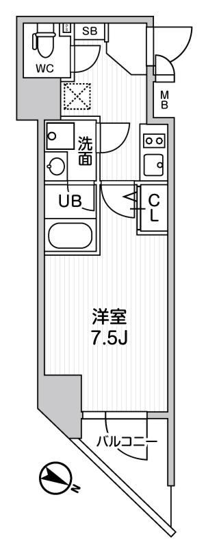 ALTERNA北品川(1K/5階)の間取り写真
