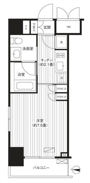 グランハイツ錦糸町(1K/9階)の間取り写真