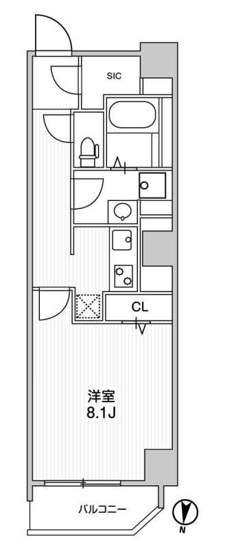 TASUKI RICHESSE 新宿山吹町(1K/5階)の間取り写真