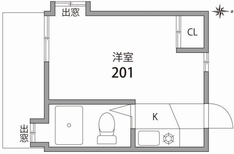 スタンバック若林(1K/2階)の間取り写真